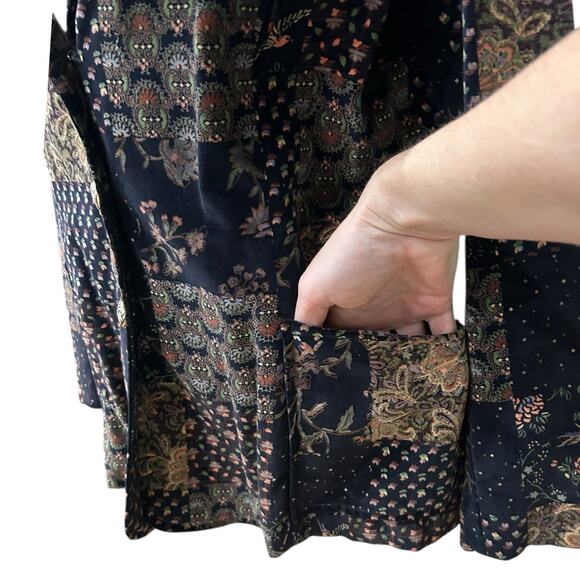 Vintage 1970s Black Velvet Patchwork Blazer Jacket Top – Women’s Small - - Picture 5 of 7